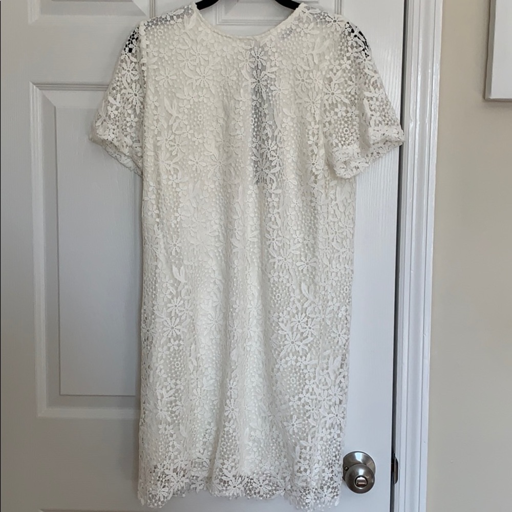 White Audrey 3+1 Lace Shift Dress